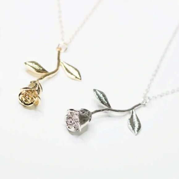 "Beauty & the Beast" Minimalist Cute Rose Necklace - Picture 2 of 9